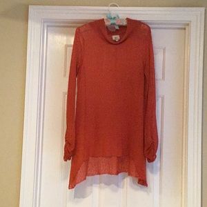 LABLEND knit tunic top.   Color reddish/orange